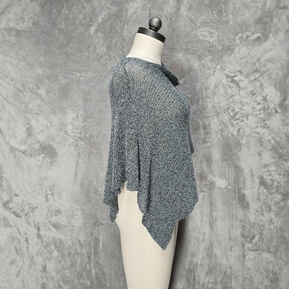 Gray Knit‎ Poncho Shrug Cowl Neck Asymmetrical Rayon Wrap Shawl Boho Layer Drape